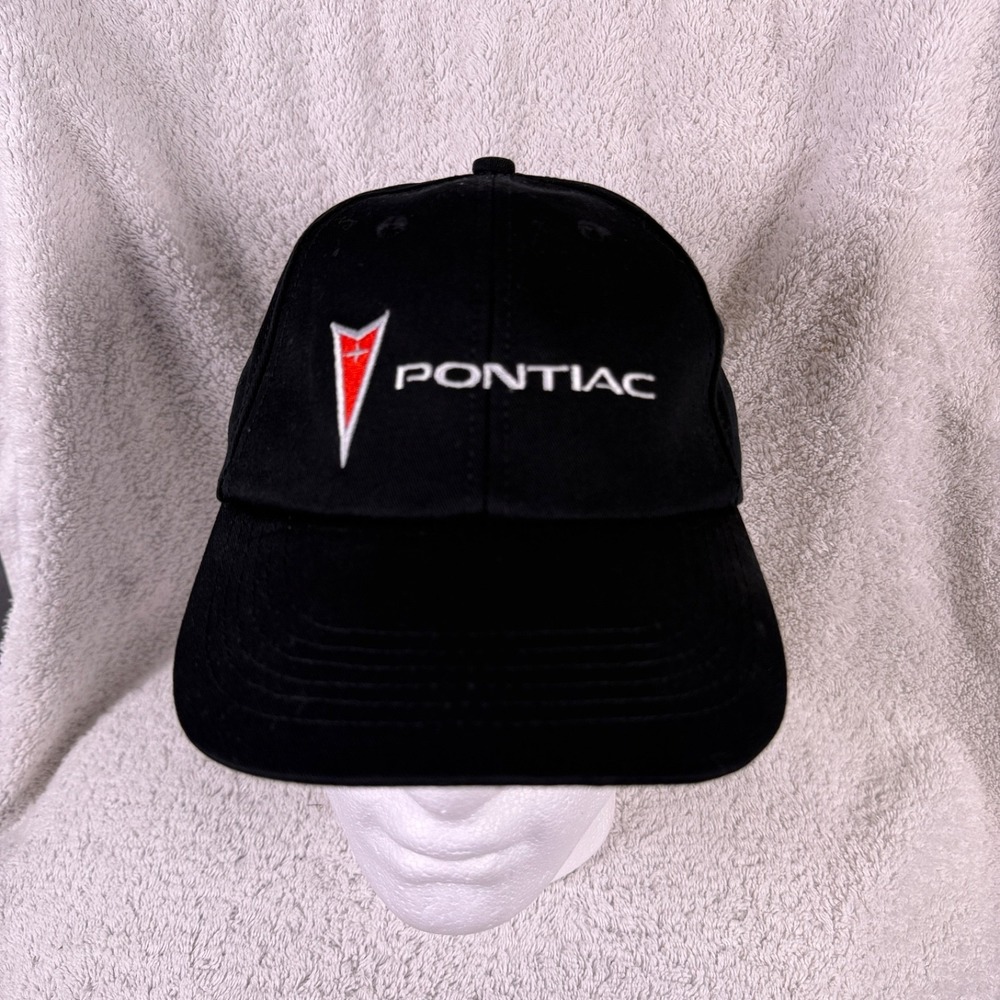 Pontiac Racing Mens Hat Winners Circle Black Strap Back Made In USA